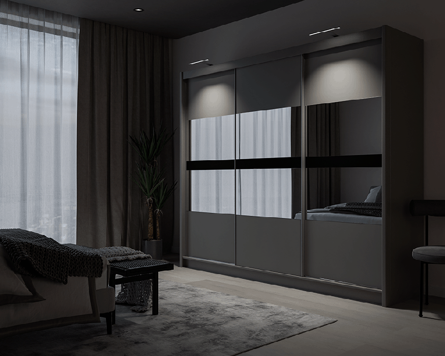 Batuma 250 Sliding Wardrobe (Graphite + Mirror)