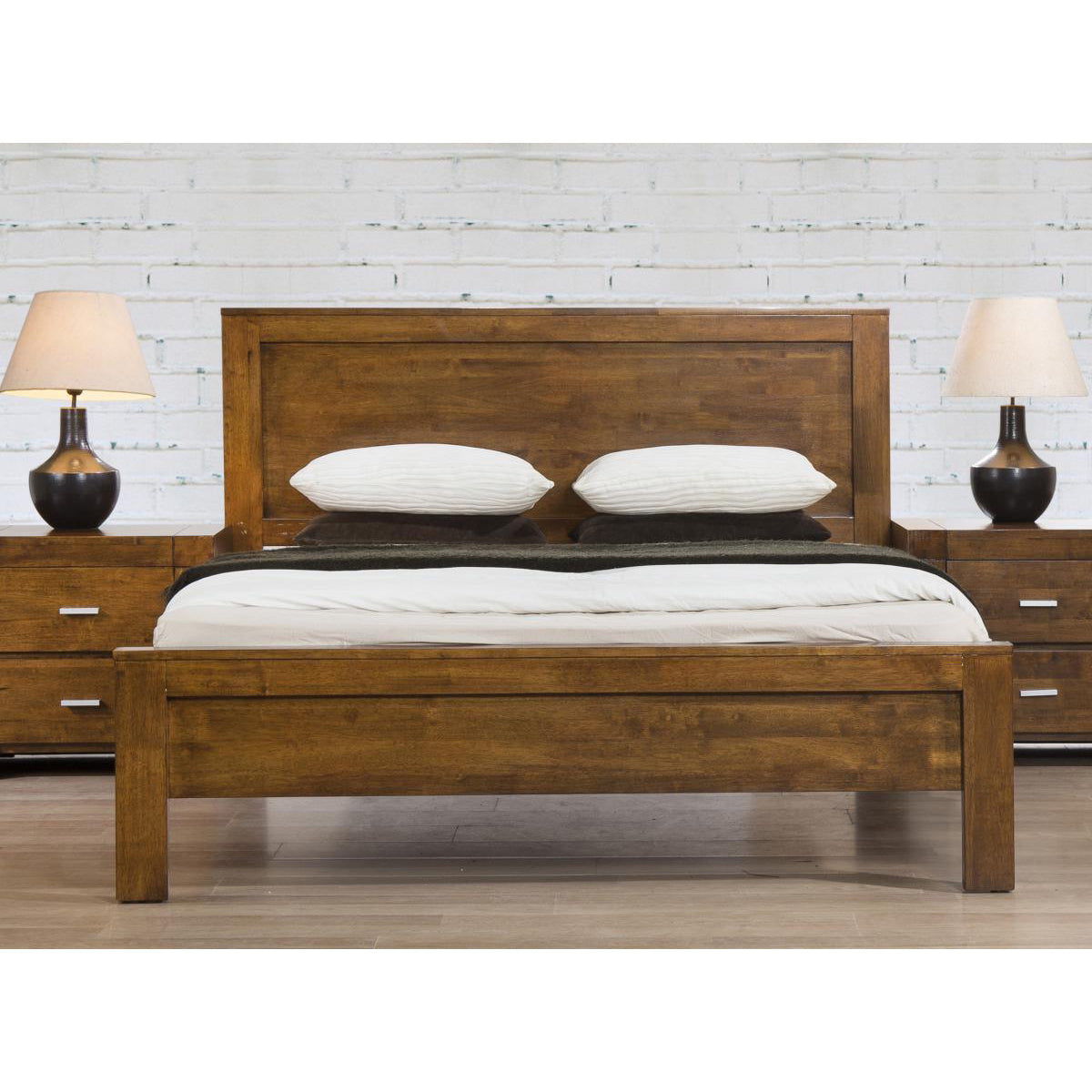 California Wooden Bed Solid Hardwood Rustic Oak