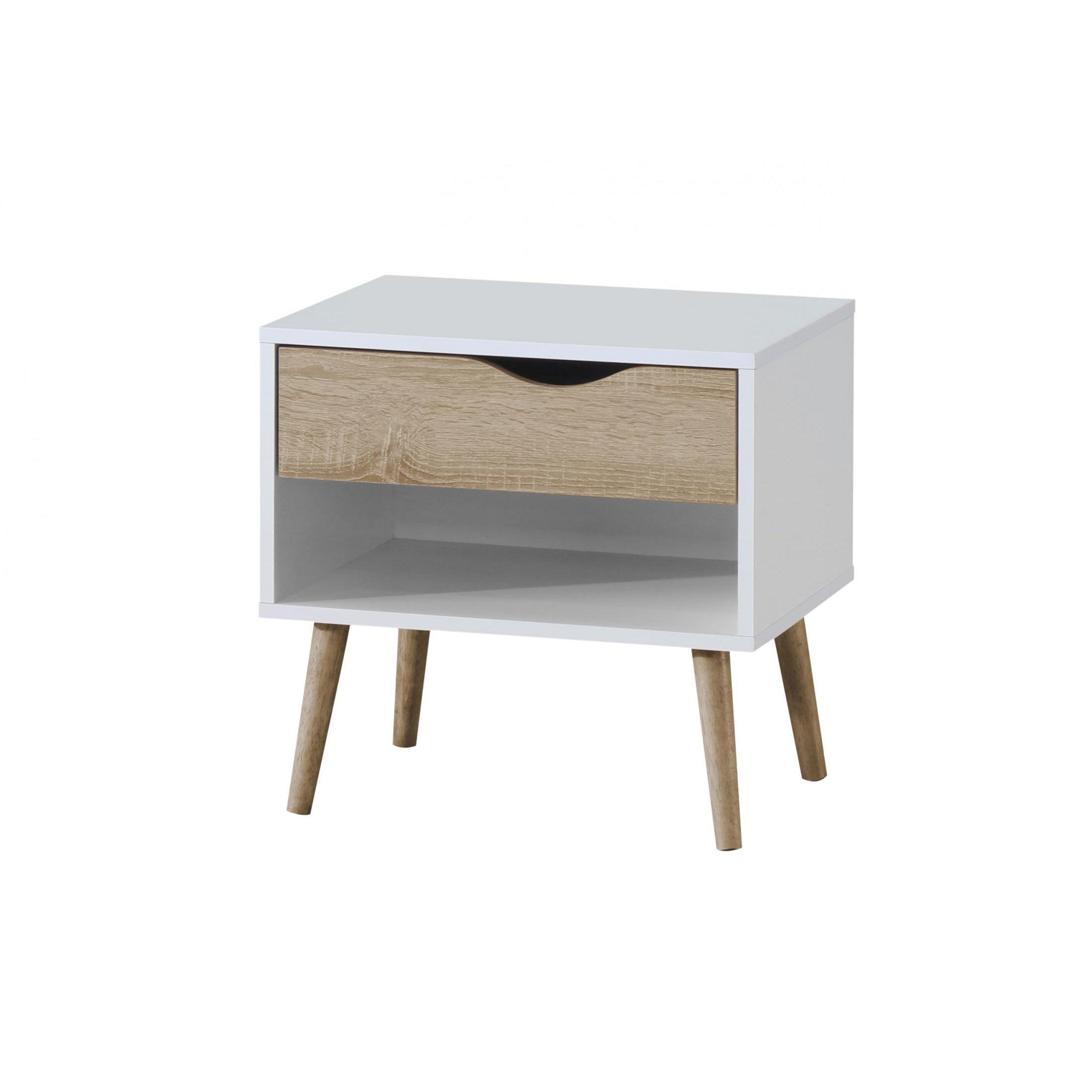 Mapleton Bedside Table With Drawer + Shelf