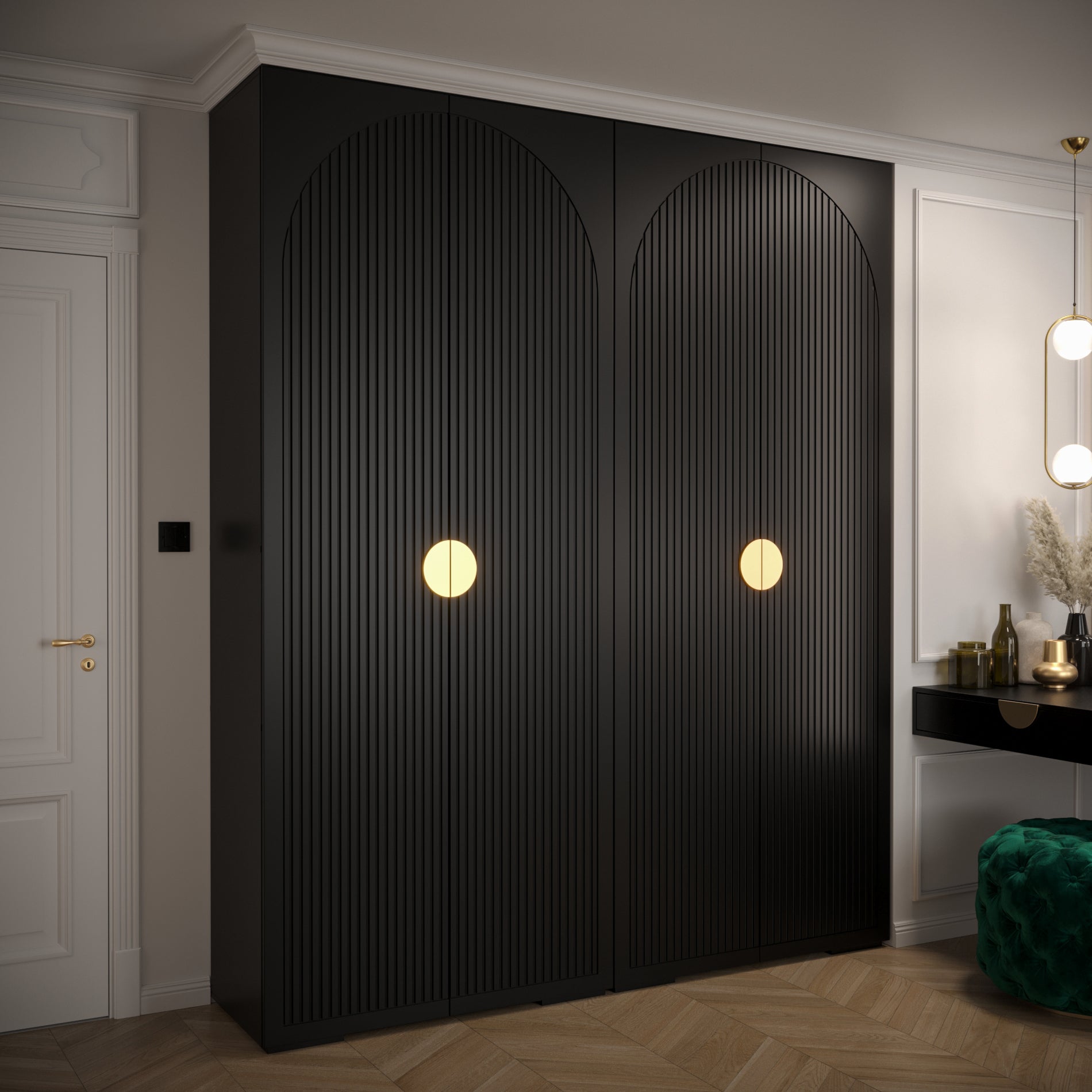 Nightingale 200cm Hinged Door Wardrobe (Black)