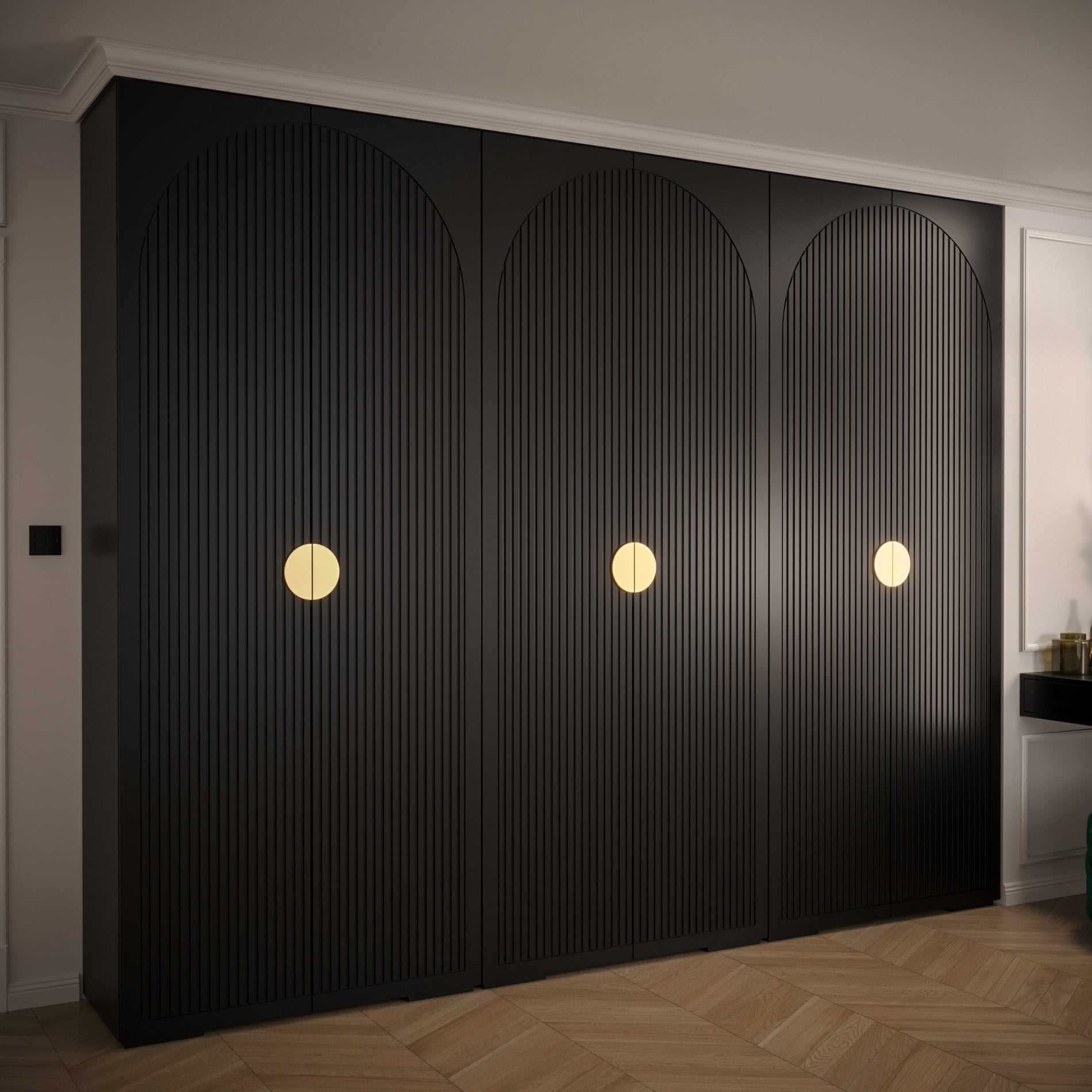 Nightingale 300cm Hinged Door Wardrobe (Black)