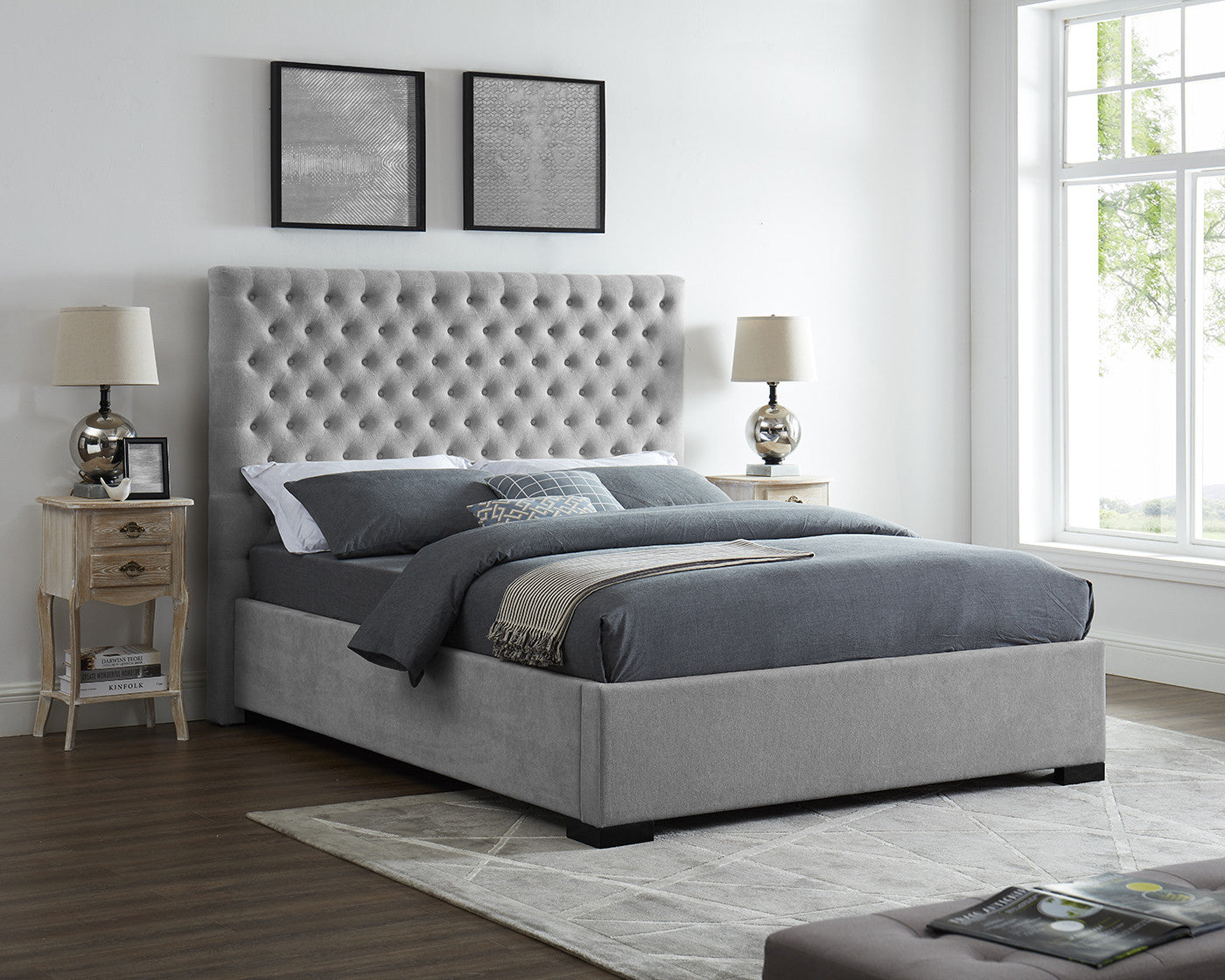 Cavendish Fabric Bed Frame (Grey Chenile)