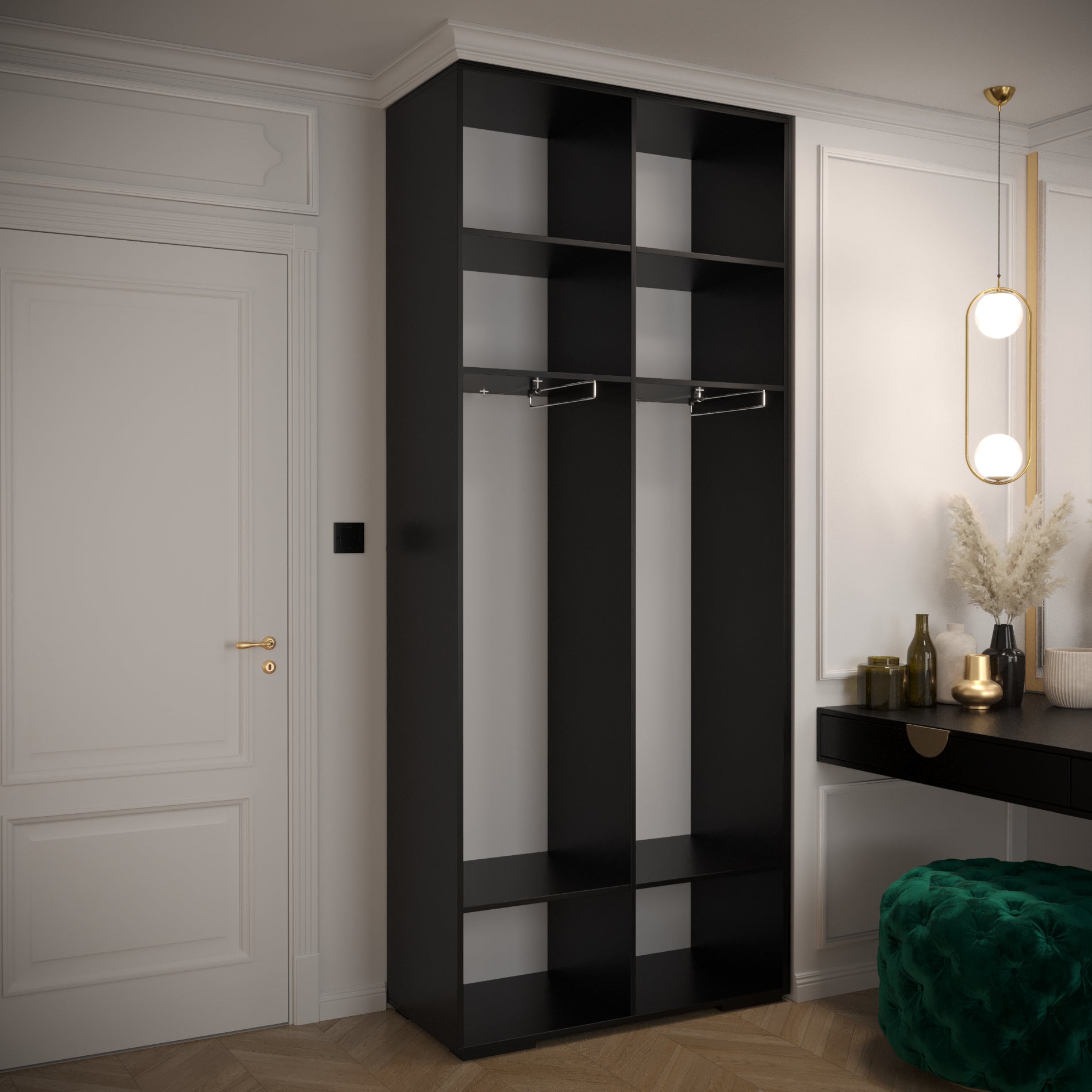 Nightingale 100cm Hinged Door Wardrobe (Black)