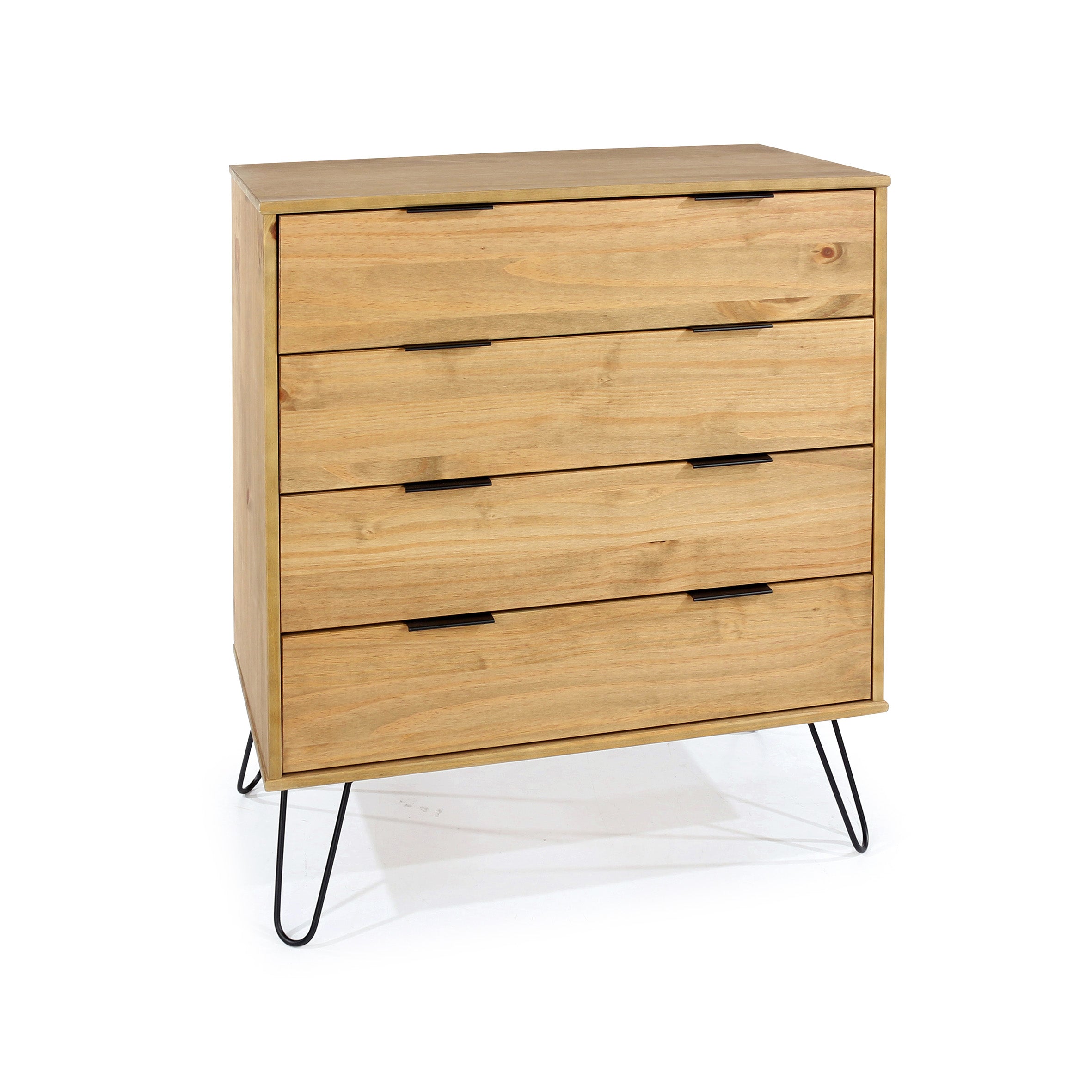 Augusta Pine 4 Drawer Chest With Hairpin Legs