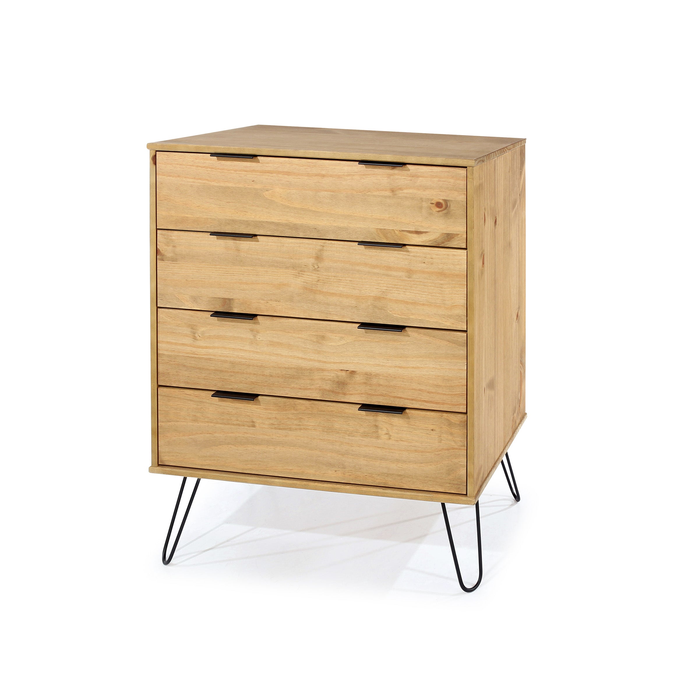 Augusta Pine 4 Drawer Chest With Hairpin Legs