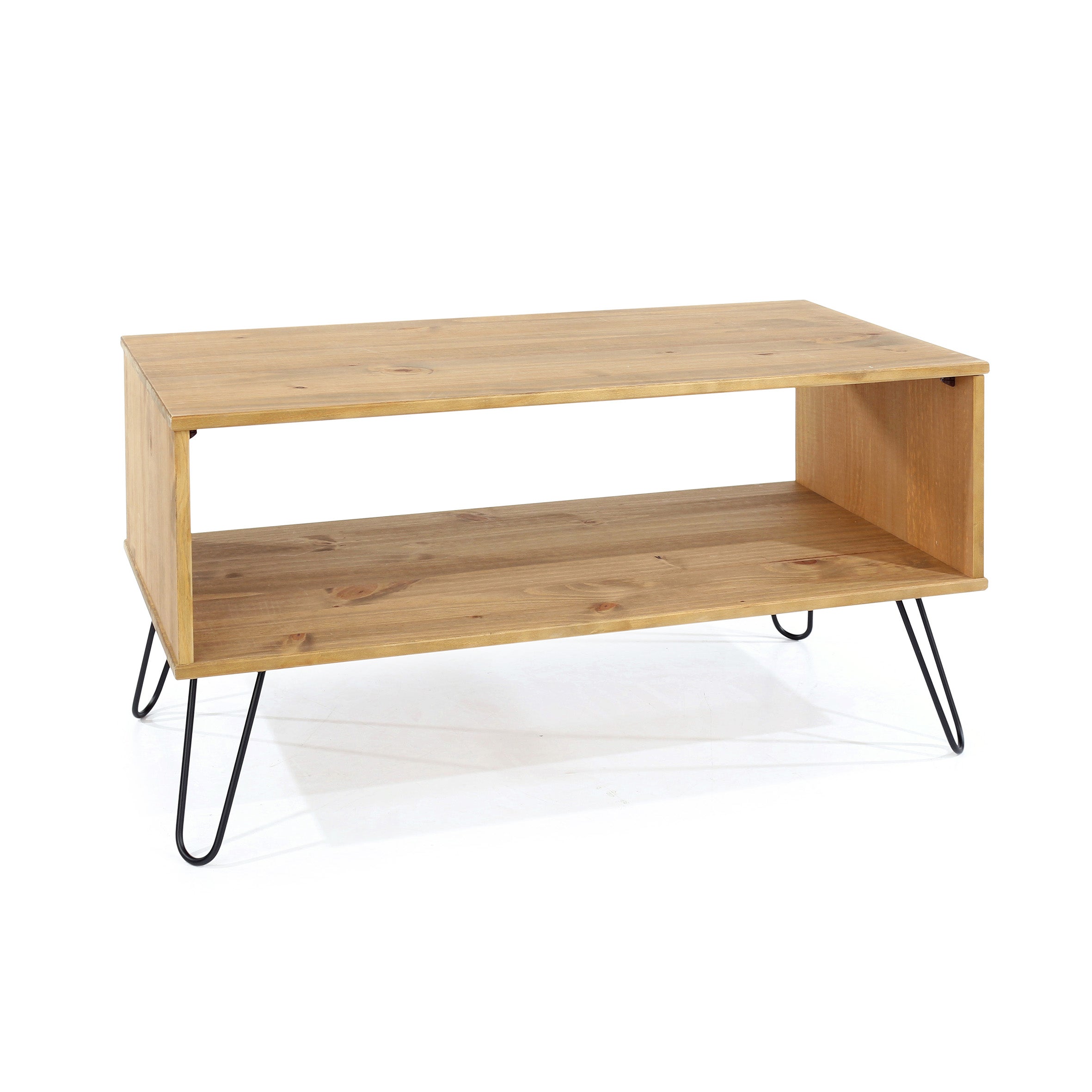 Augusta Pine Open Coffee Table With Hairpin Legs