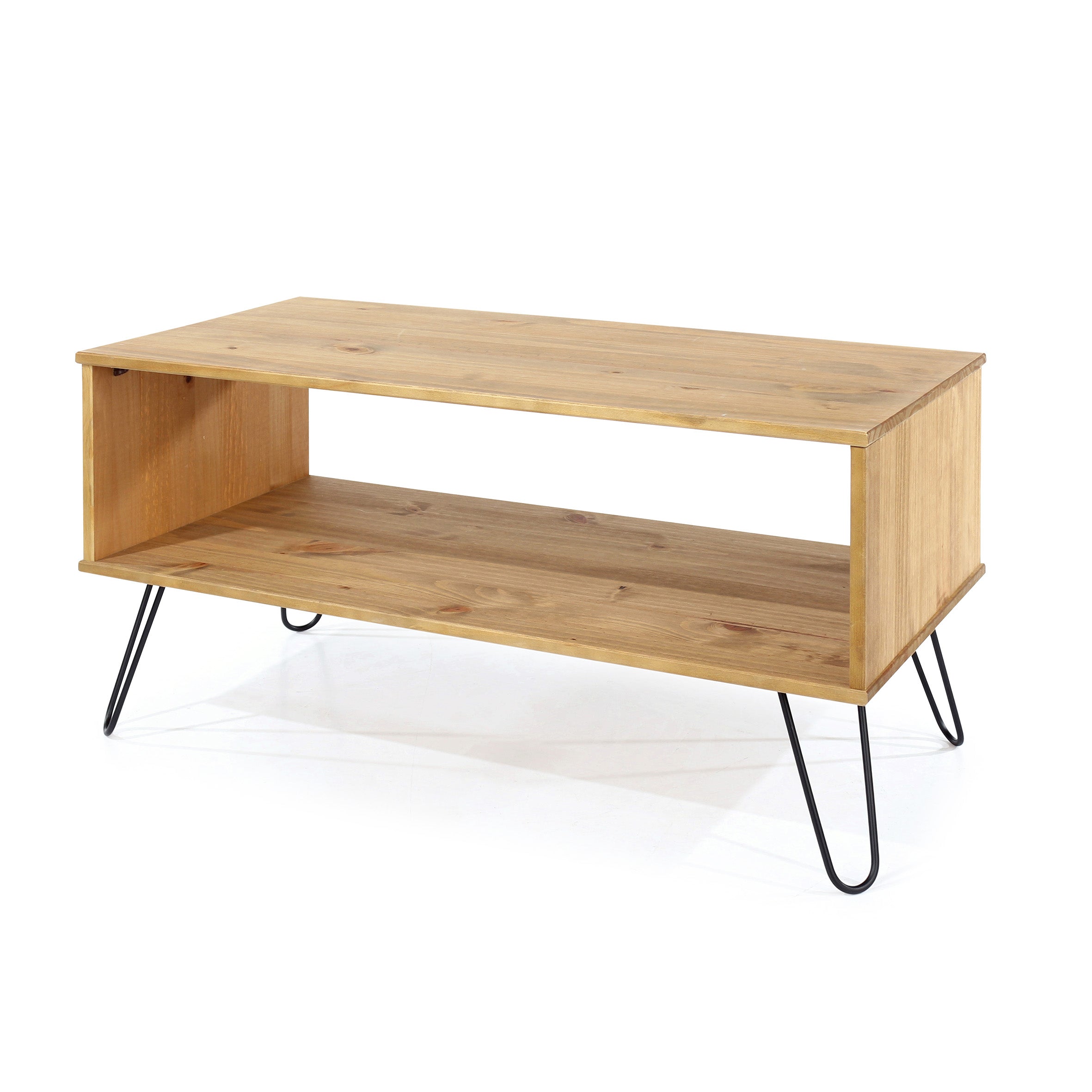 Augusta Pine Open Coffee Table With Hairpin Legs