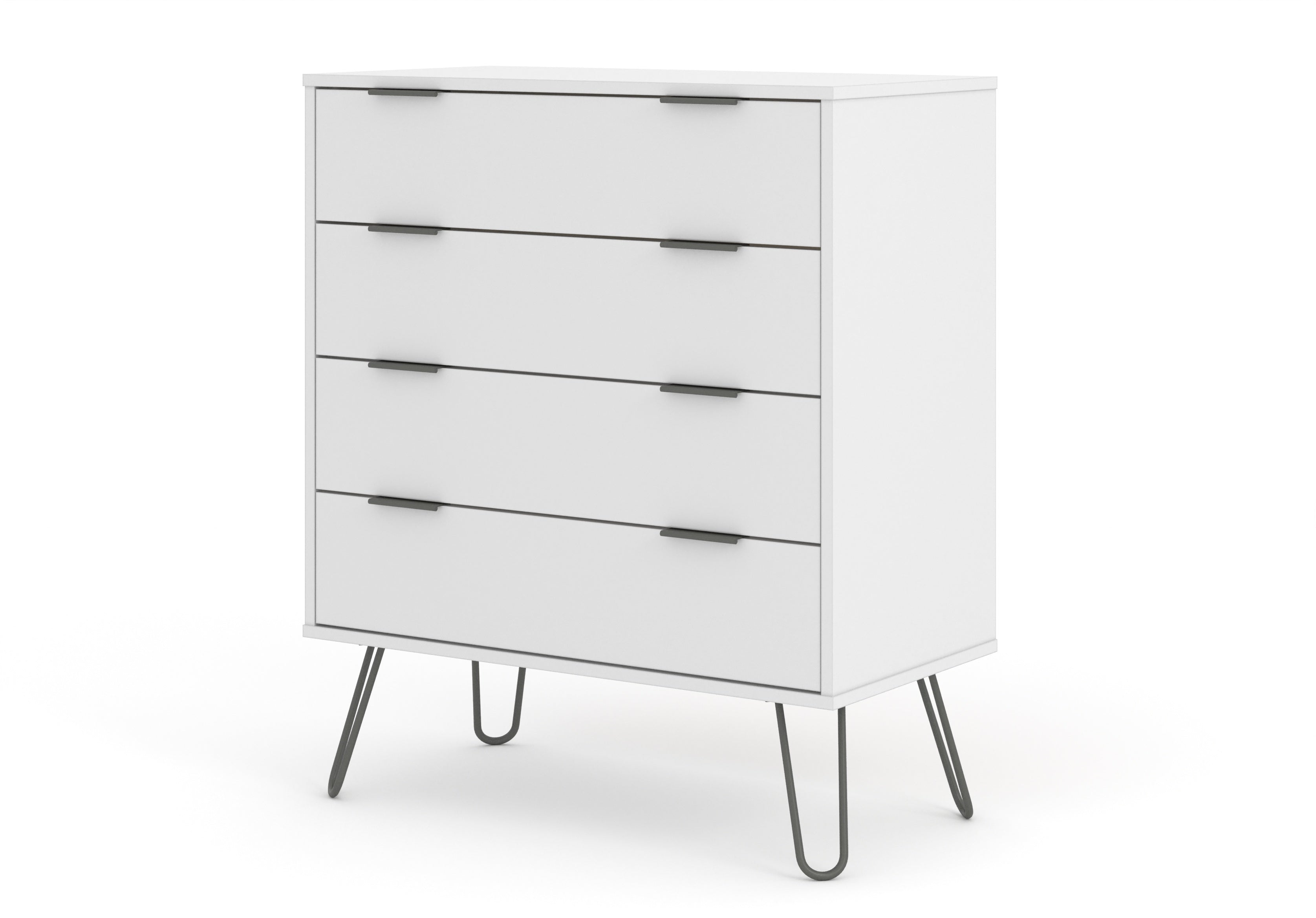 Augusta White 4 Drawer Chest With Hairpin Legs