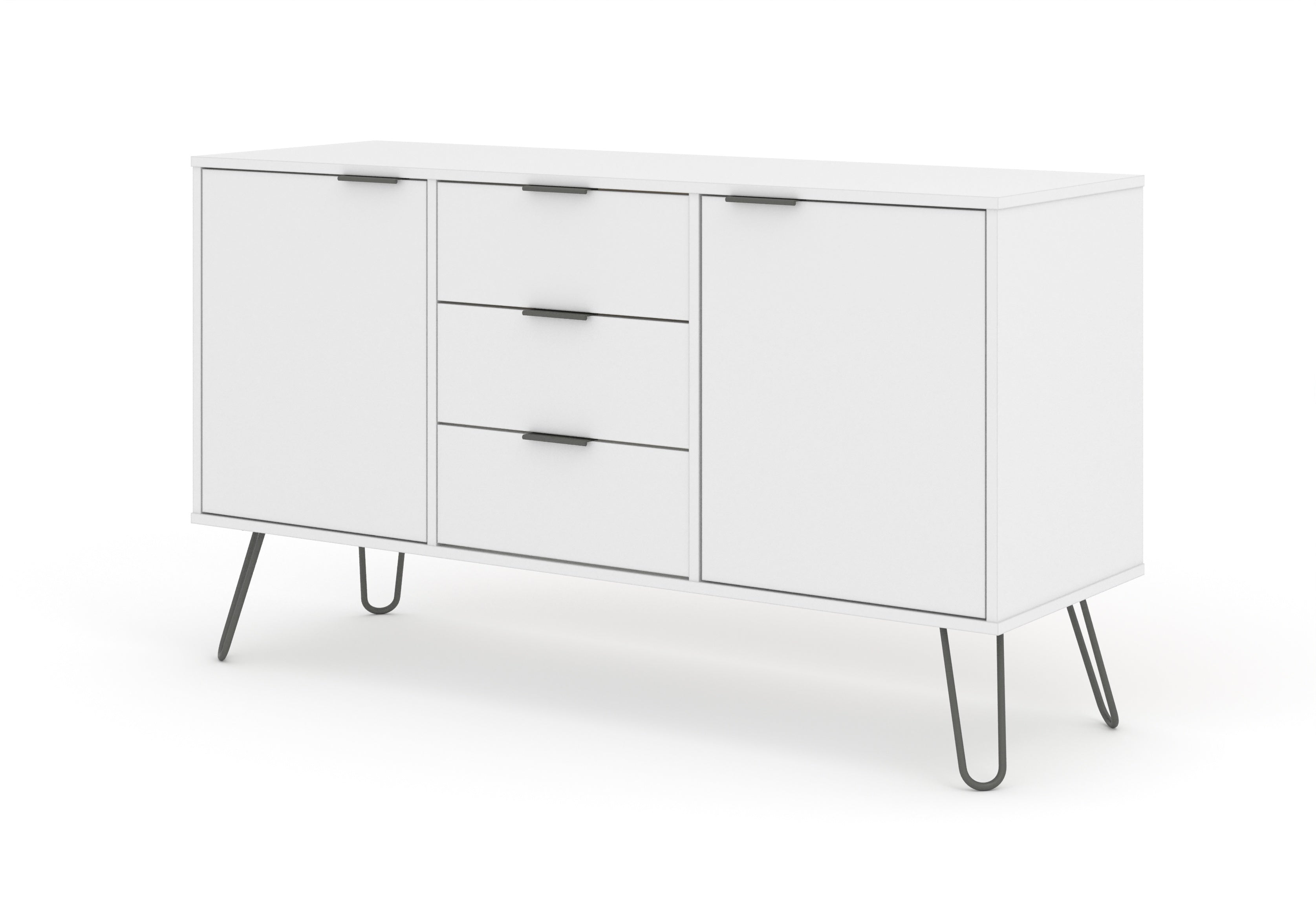 Augusta White 2 Door + 3 Drawer Medium Sideboard With Hairpin Legs