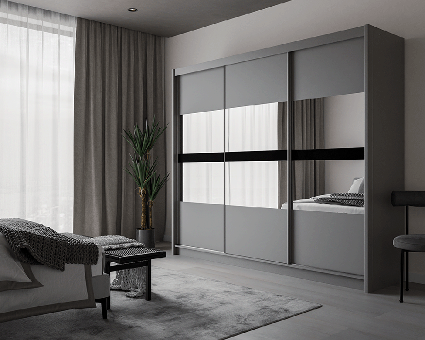 Batuma 250 Sliding Wardrobe (Graphite + Mirror)