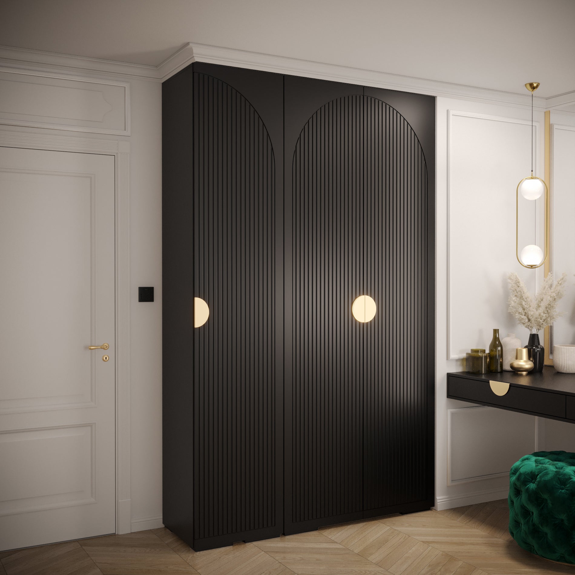 Nightingale 150cm Hinged Door Wardrobe (Black)