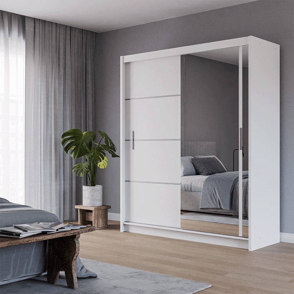 Vista 180 Sliding Door Wardrobe (White)