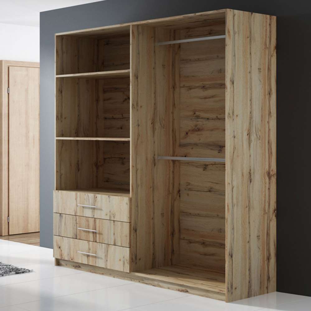 Jinjing 4 Door Oak Wotan Hinged Door Wardrobe