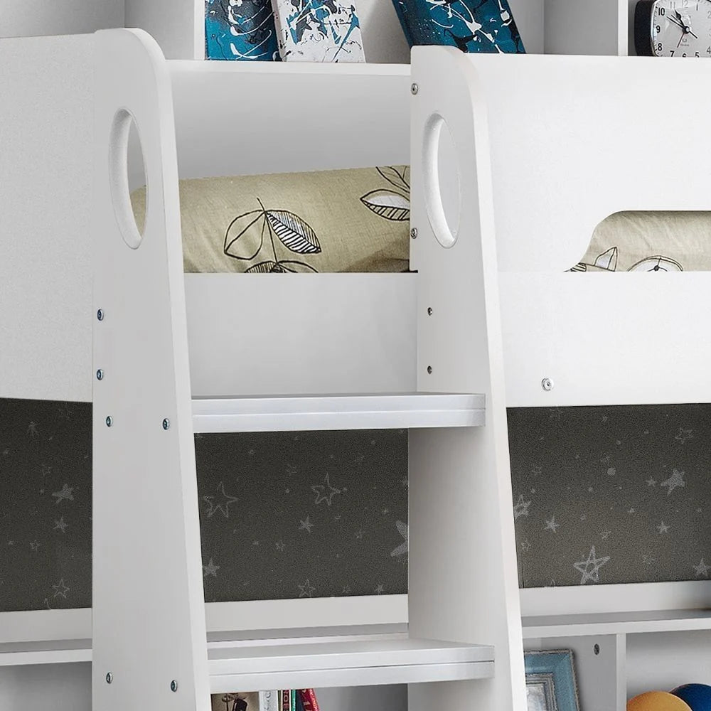 Orion Wooden Storage Bunk Bed Frame (White)