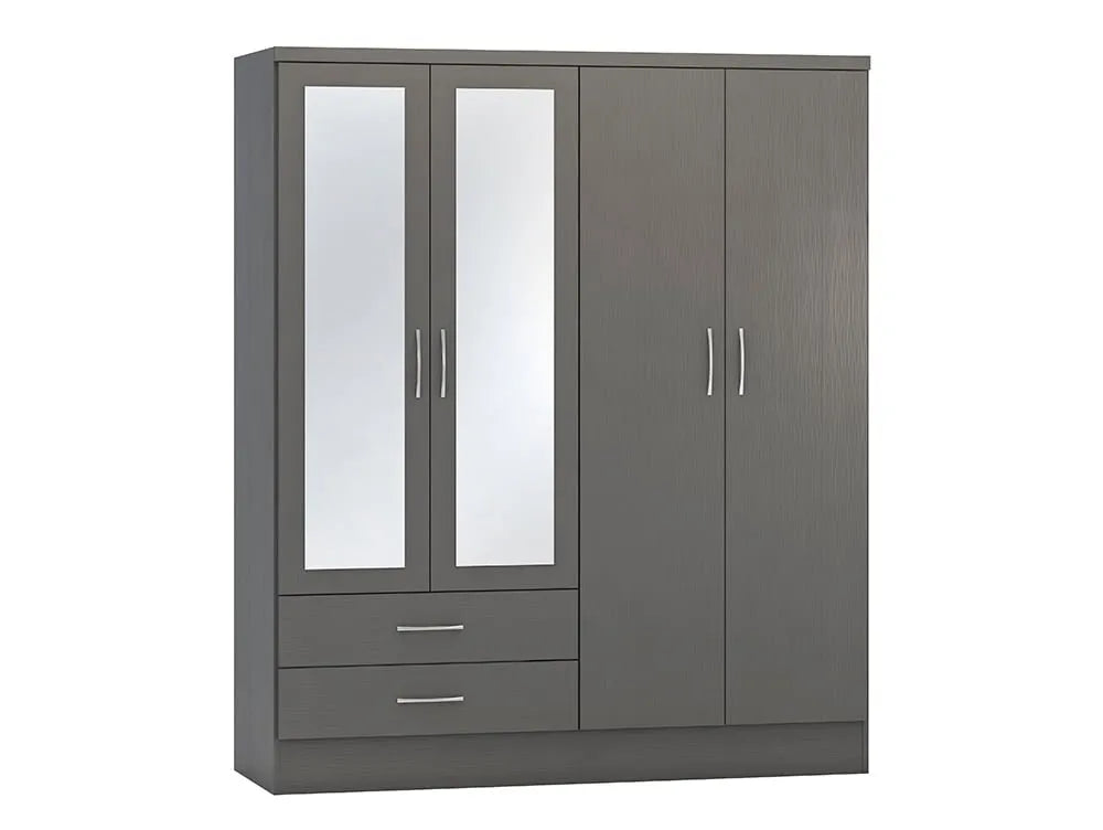 Alaska Matt Grey 4 Door 2 Drawer Mirrored Wardrobe