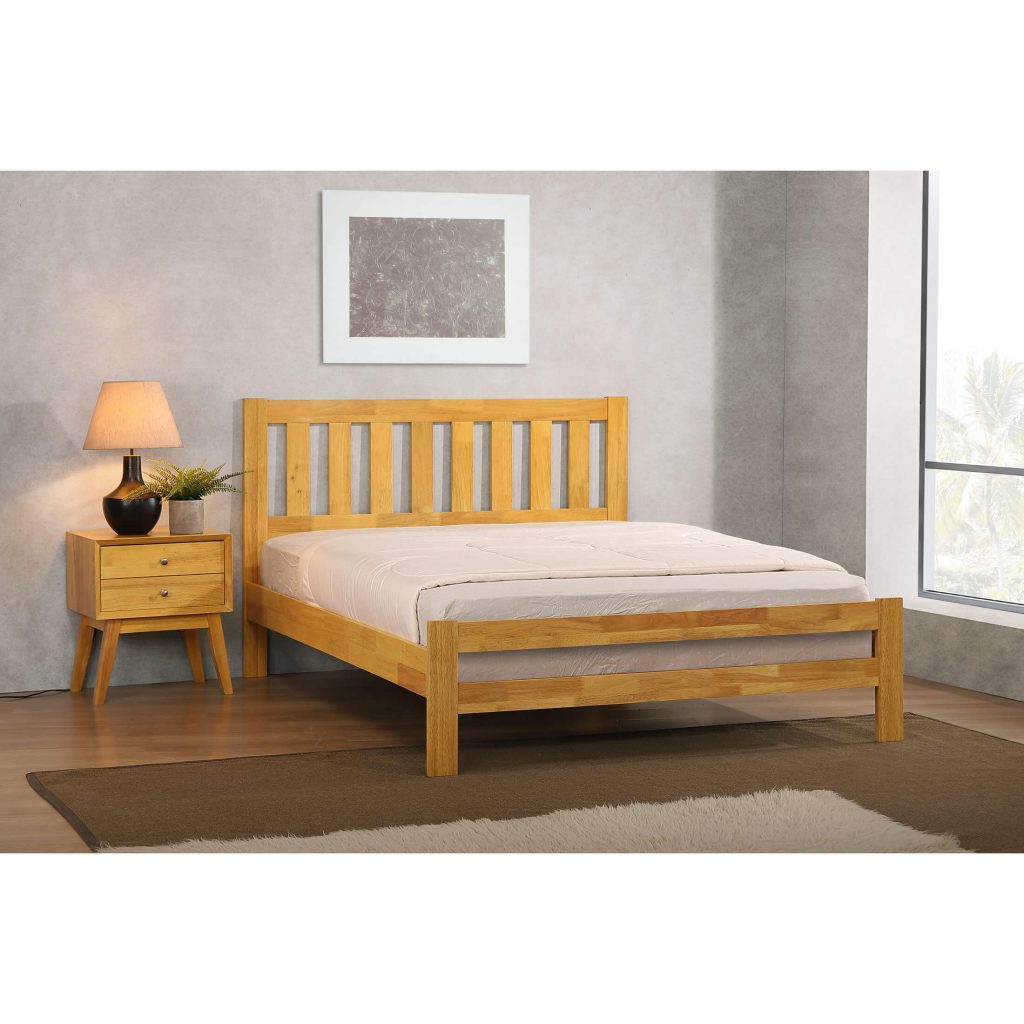 Kempton Wooden Bed Solid Hardwood Natural Oak