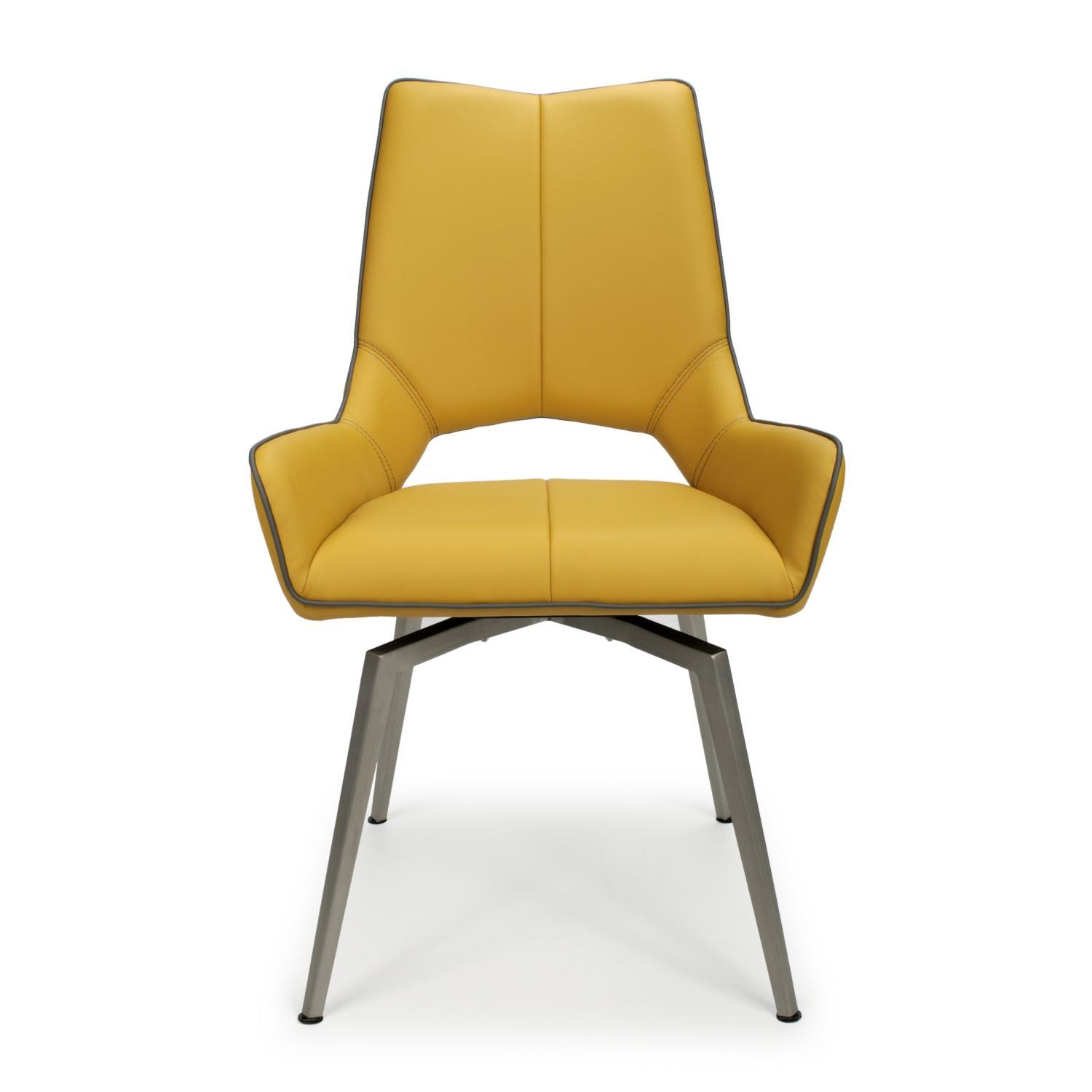 Mako Swivel Leather Effect Yellow Dining Chair