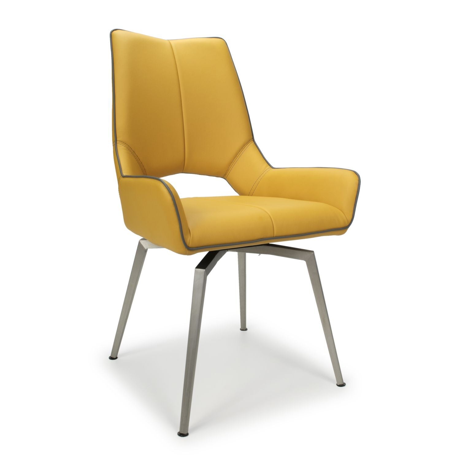 Mako Swivel Leather Effect Yellow Dining Chair