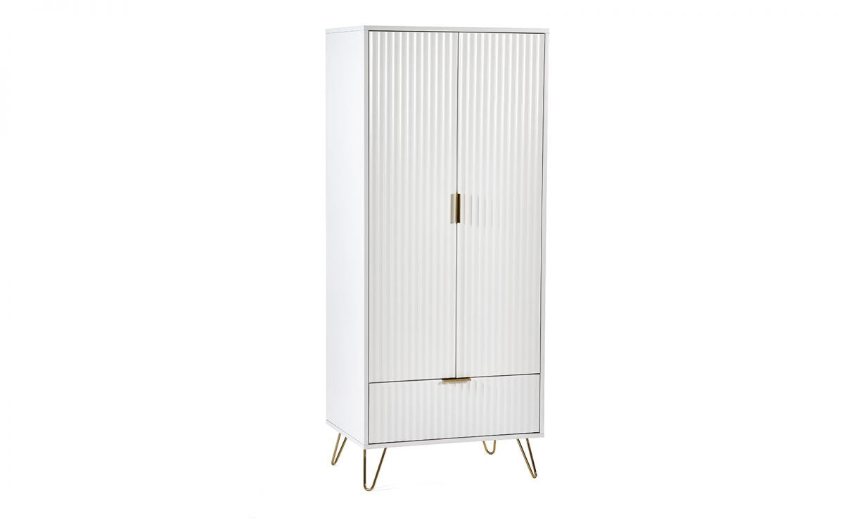 Murano 2 Door 1 Drawer Wardrobe - Matte White