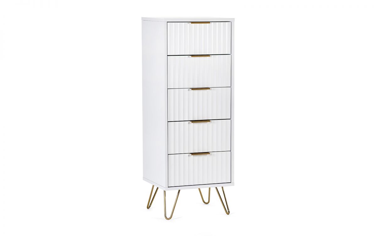 Murano 5 Drawer Tallboy - Matte White