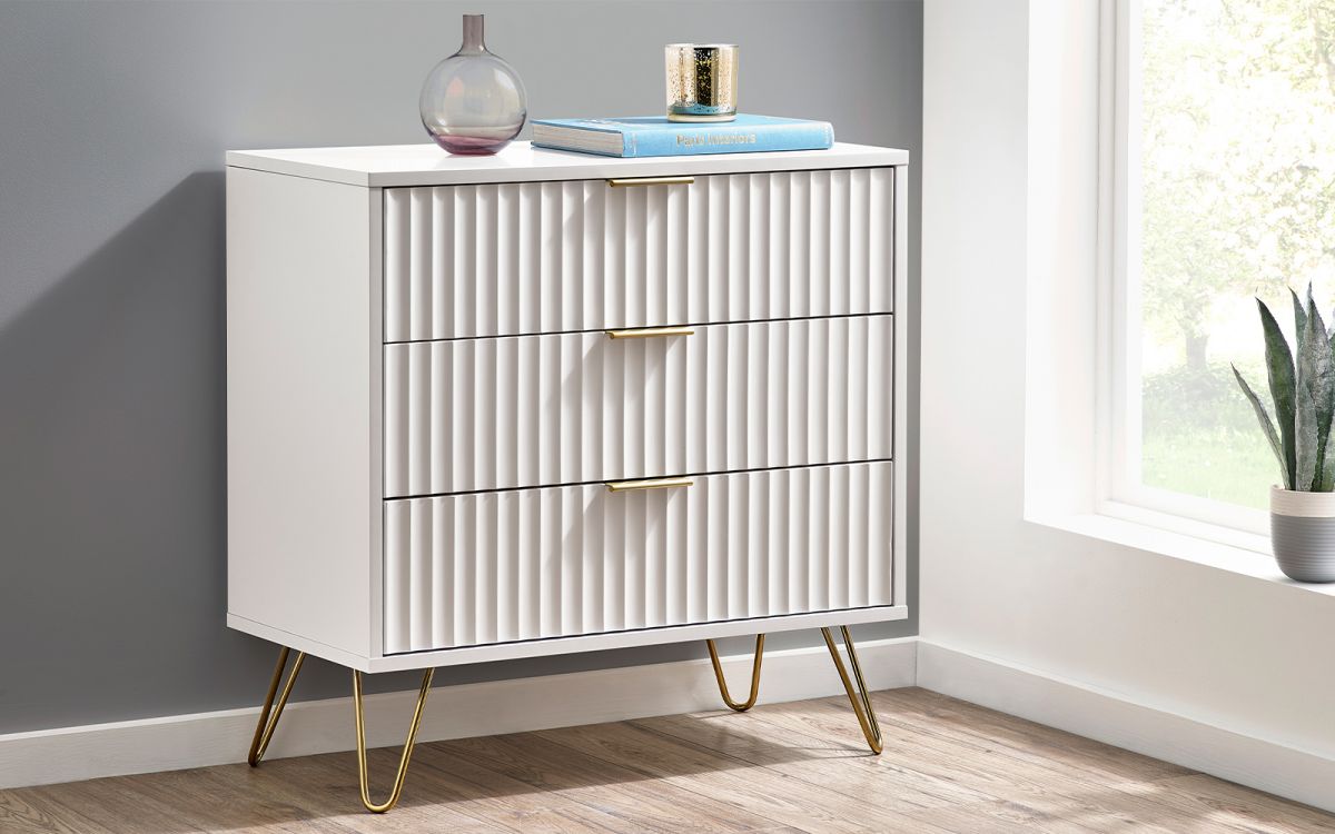 Murano 3 Drawer Chest - Matte White