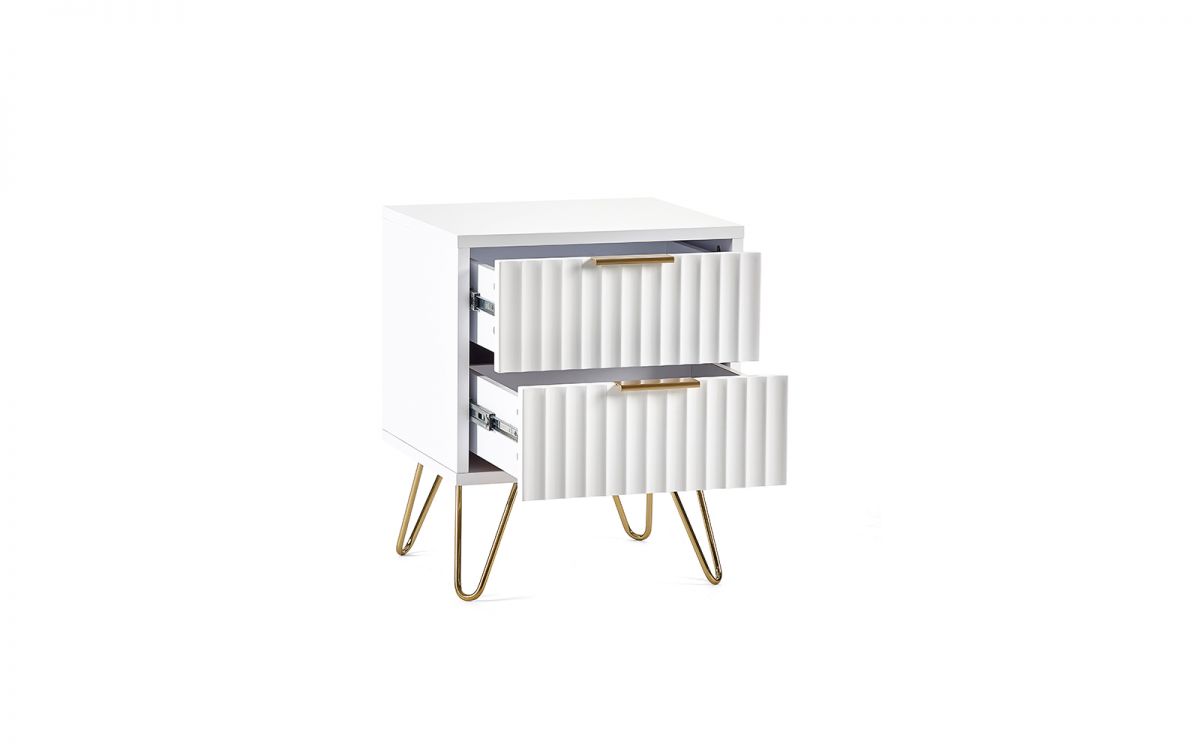 Murano 2 Drawer Bedside - Matte White