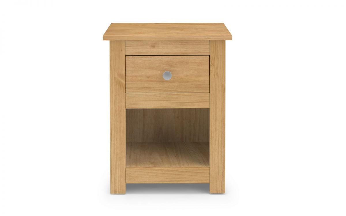 Radley Bedside Table With Drawer + Storage Shelf - Waxed Pine