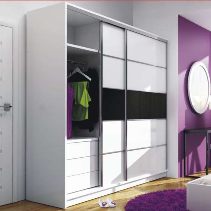 Dubaix 226 Sliding Door Wardrobe Black