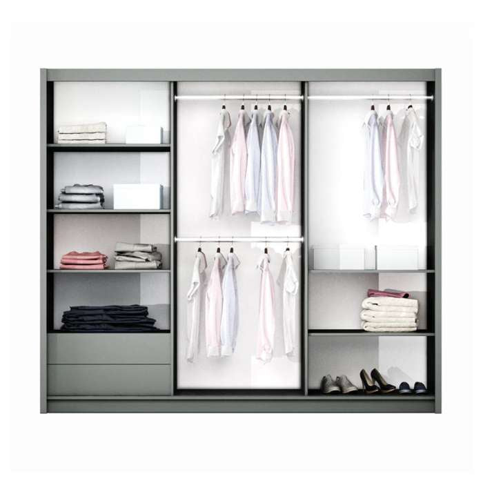 Corsicove 250 Sliding Door Wardrobe Graphite+Mirror