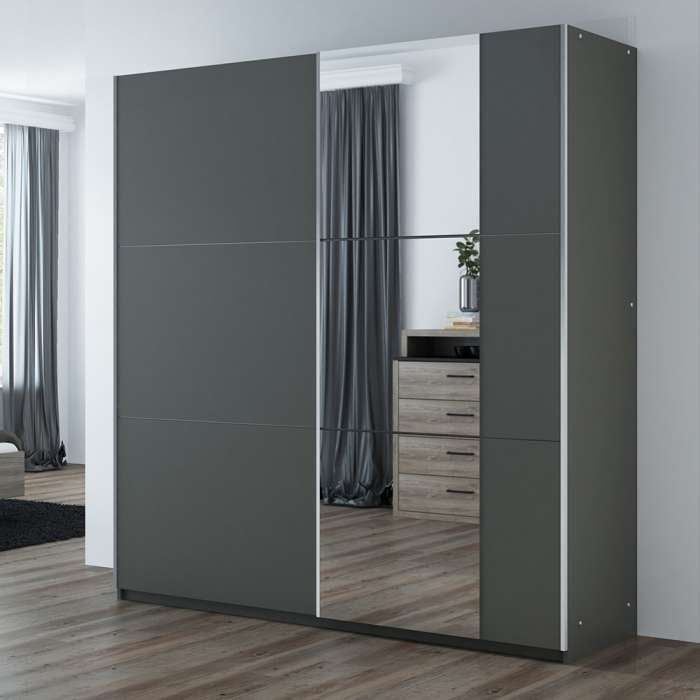 Corsicove 200 Sliding Door Wardrobe Graphite+Mirror