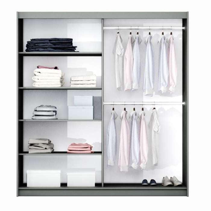 Corsicove 200 Sliding Door Wardrobe Graphite+Mirror