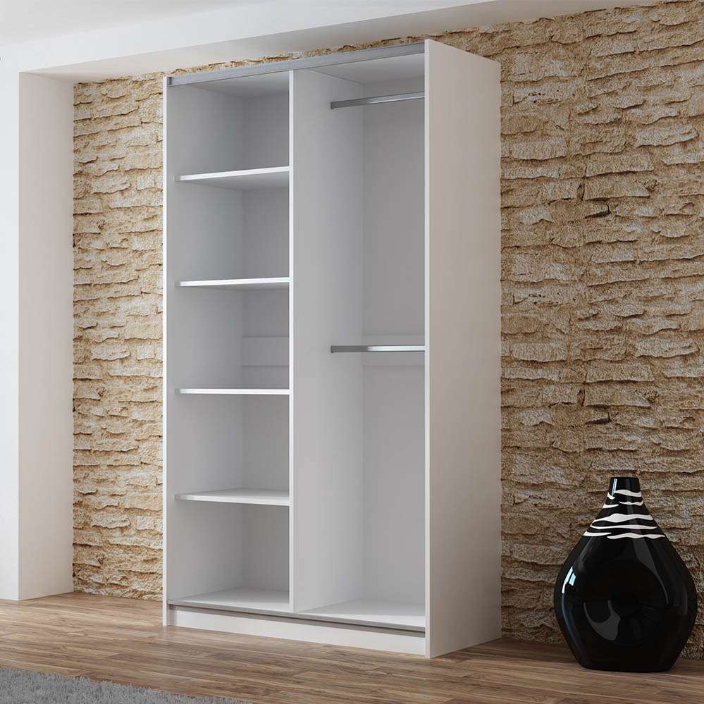 Blaze 120 Sliding Door Wardrobe White+Mirror