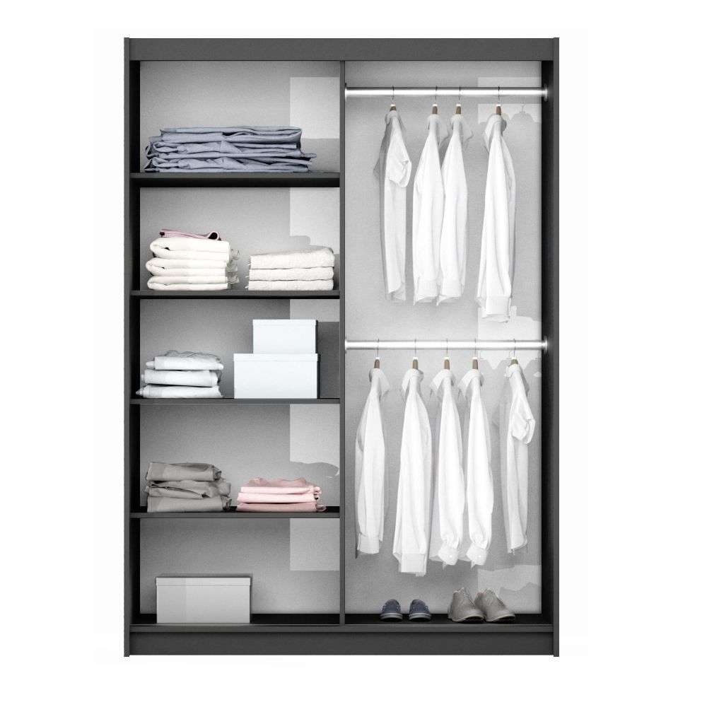 Blaze 150 Sliding Door Wardrobe Graphite+Mirror