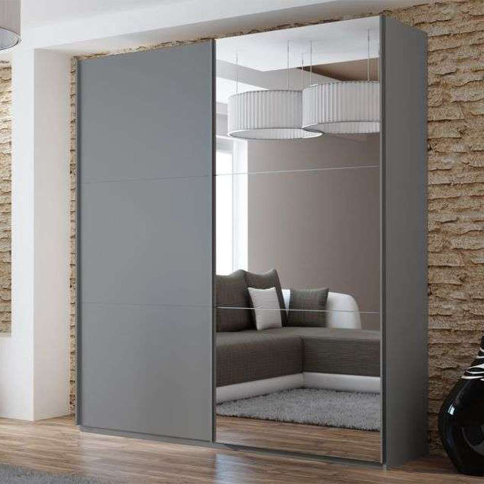 Blaze 200 Sliding Door Wardrobe Graphite+Mirror