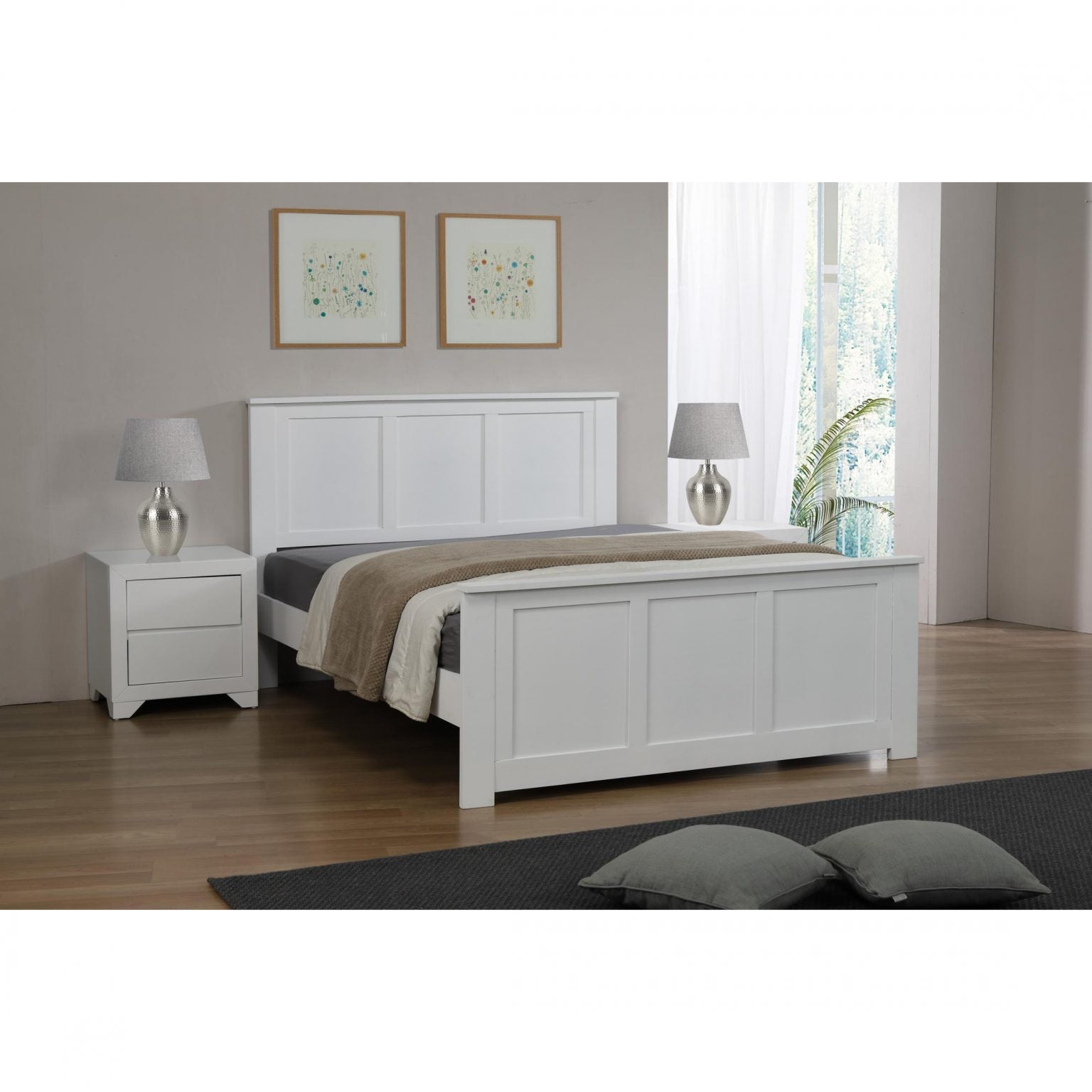 Mali White Wooden Bed Frame