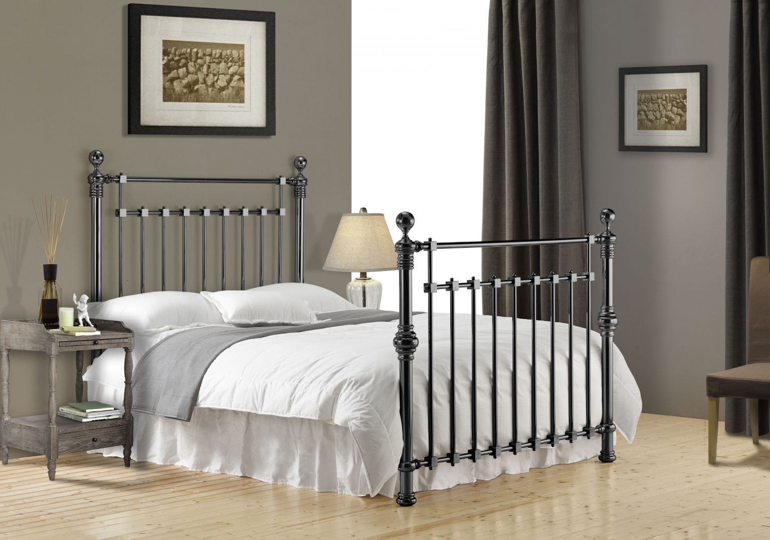 Edward Black Nickel Metal Bed Frame