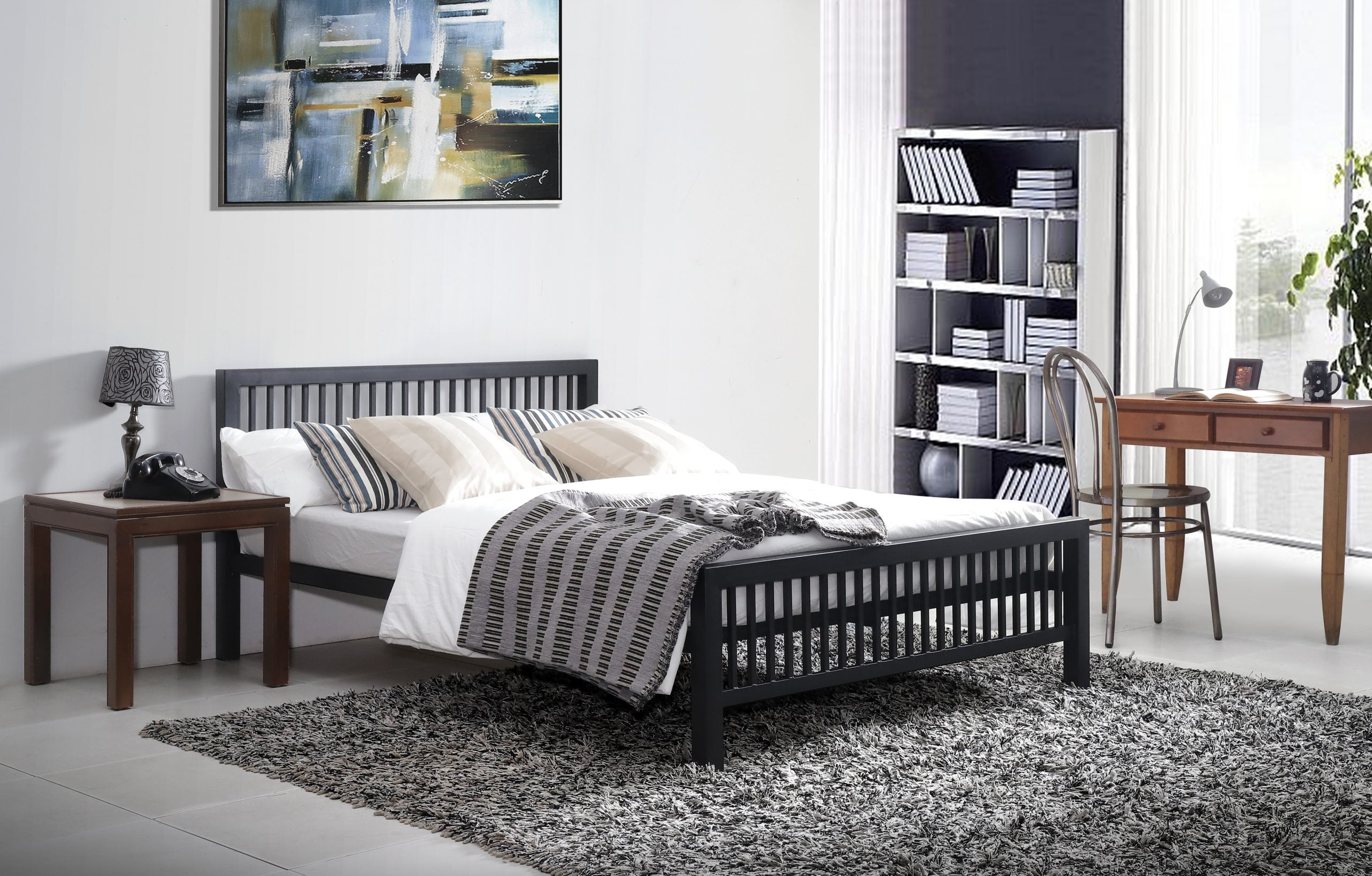 Meridian Black Shaker low head & footend Metal Bedstead