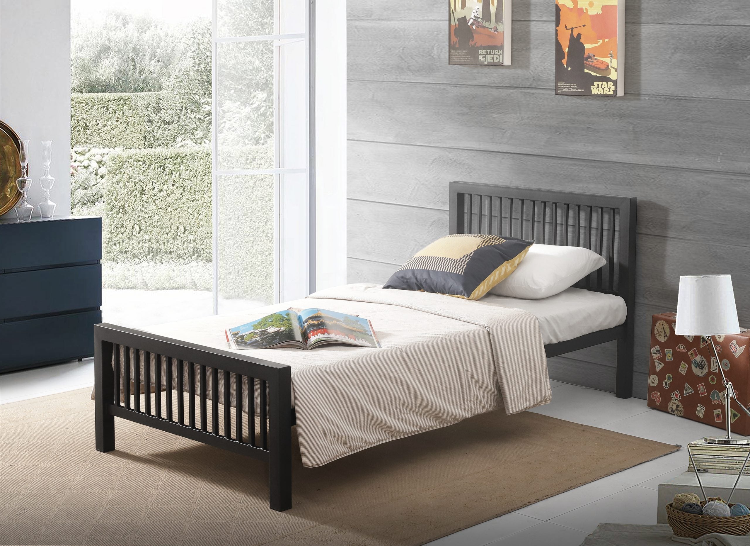 Meridian Black Shaker low head & footend Metal Bedstead