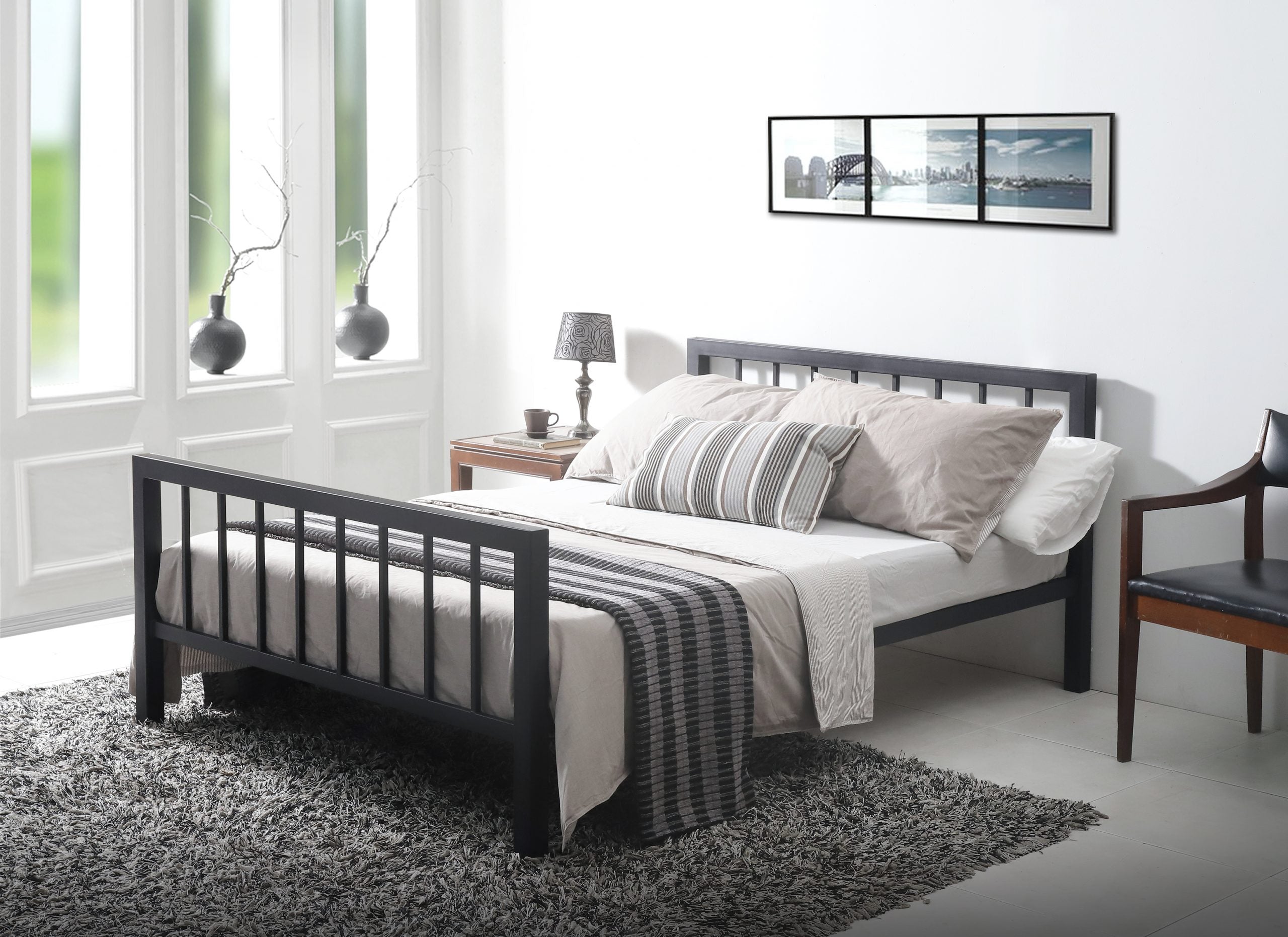 Metro Black Shaker low head & footend Metal Bedstead