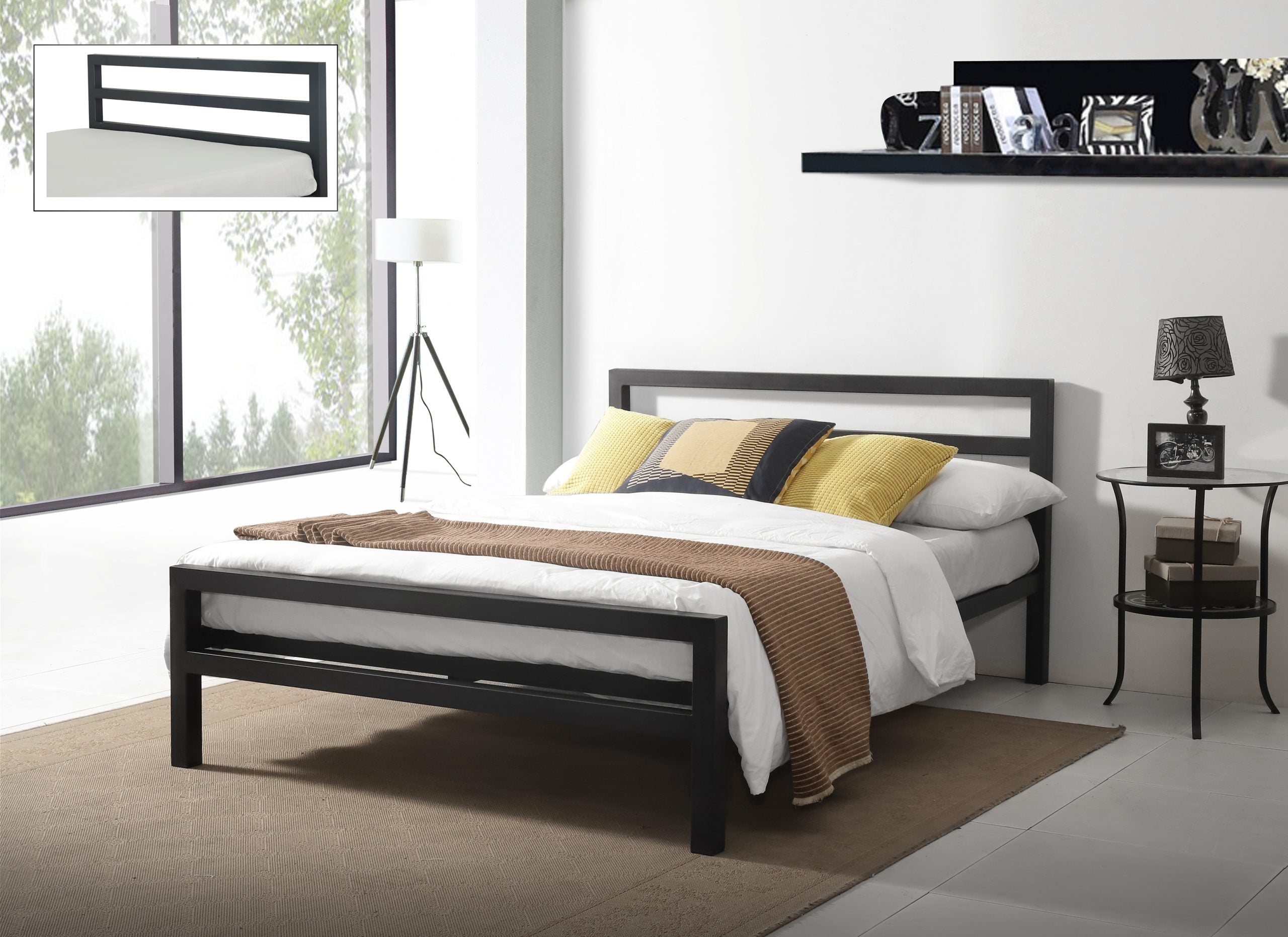 City Black Shaker low head & footend Metal Bedstead