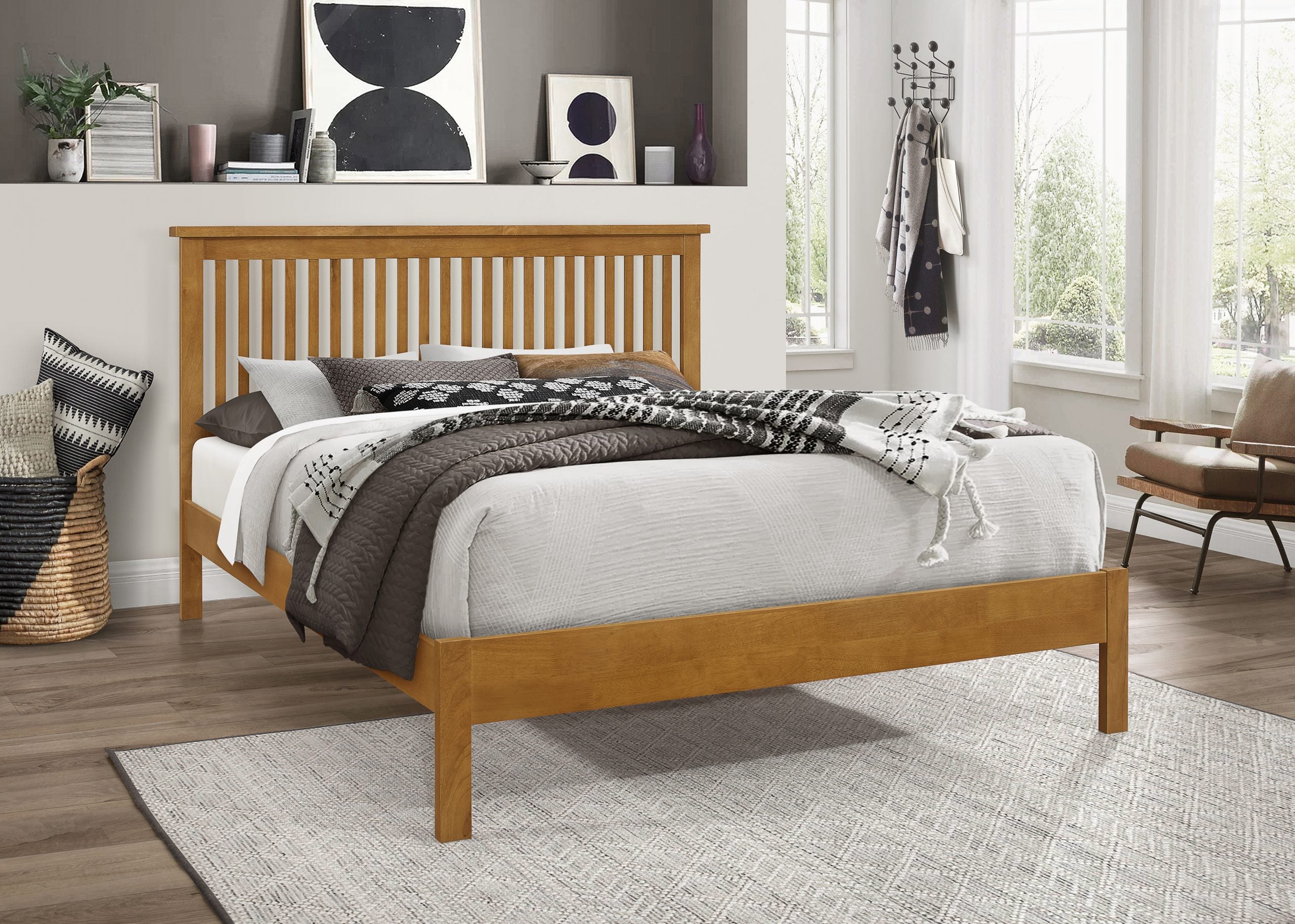 Ascot Oak low footend Solid Wooden Shaker Bedstead