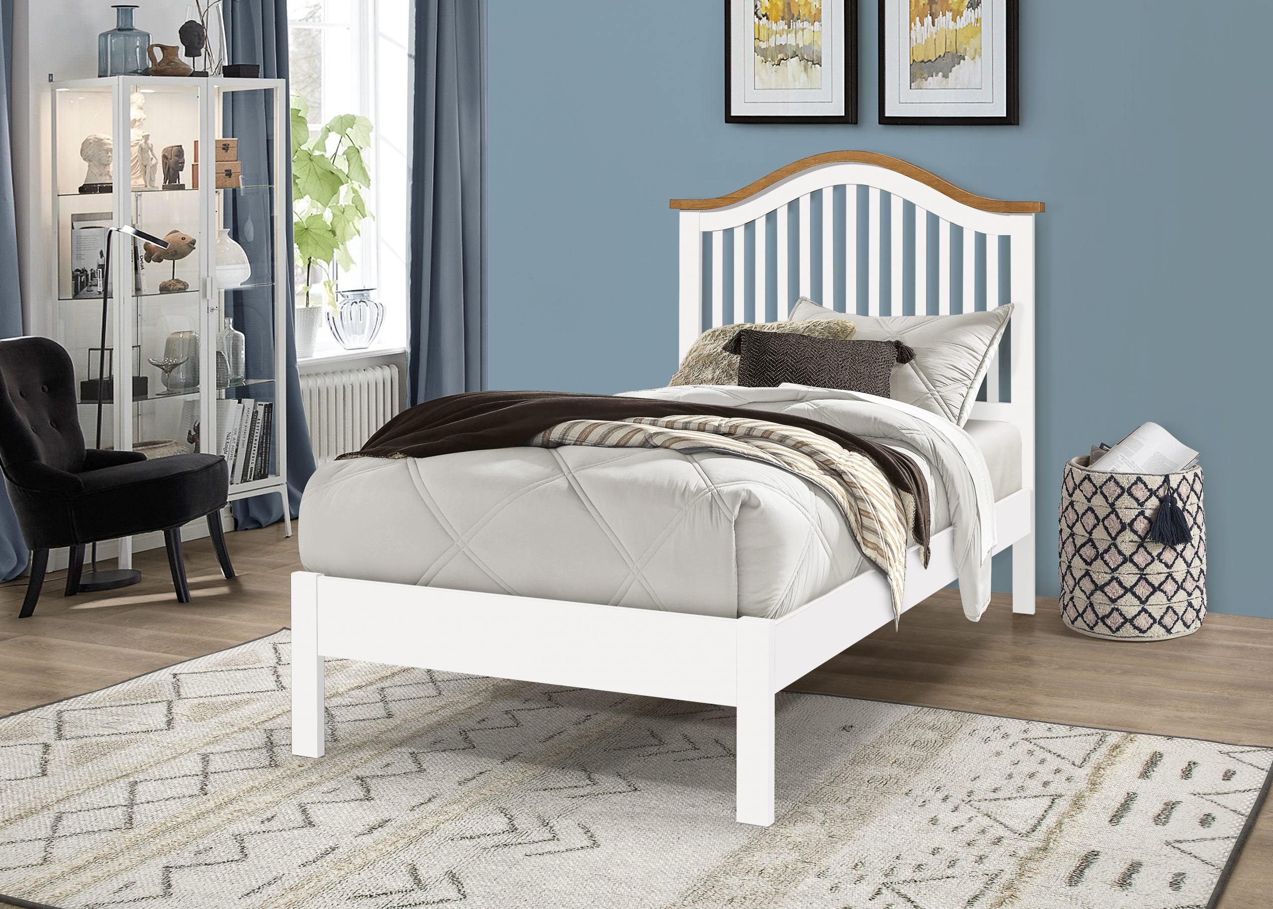 Chester White low footend Solid Wooden Shaker Bedstead