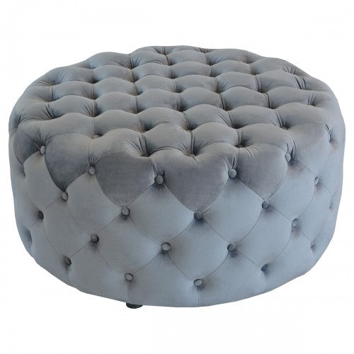 Round Buttoned Spanish Pleated Fabric Pouffe Stool