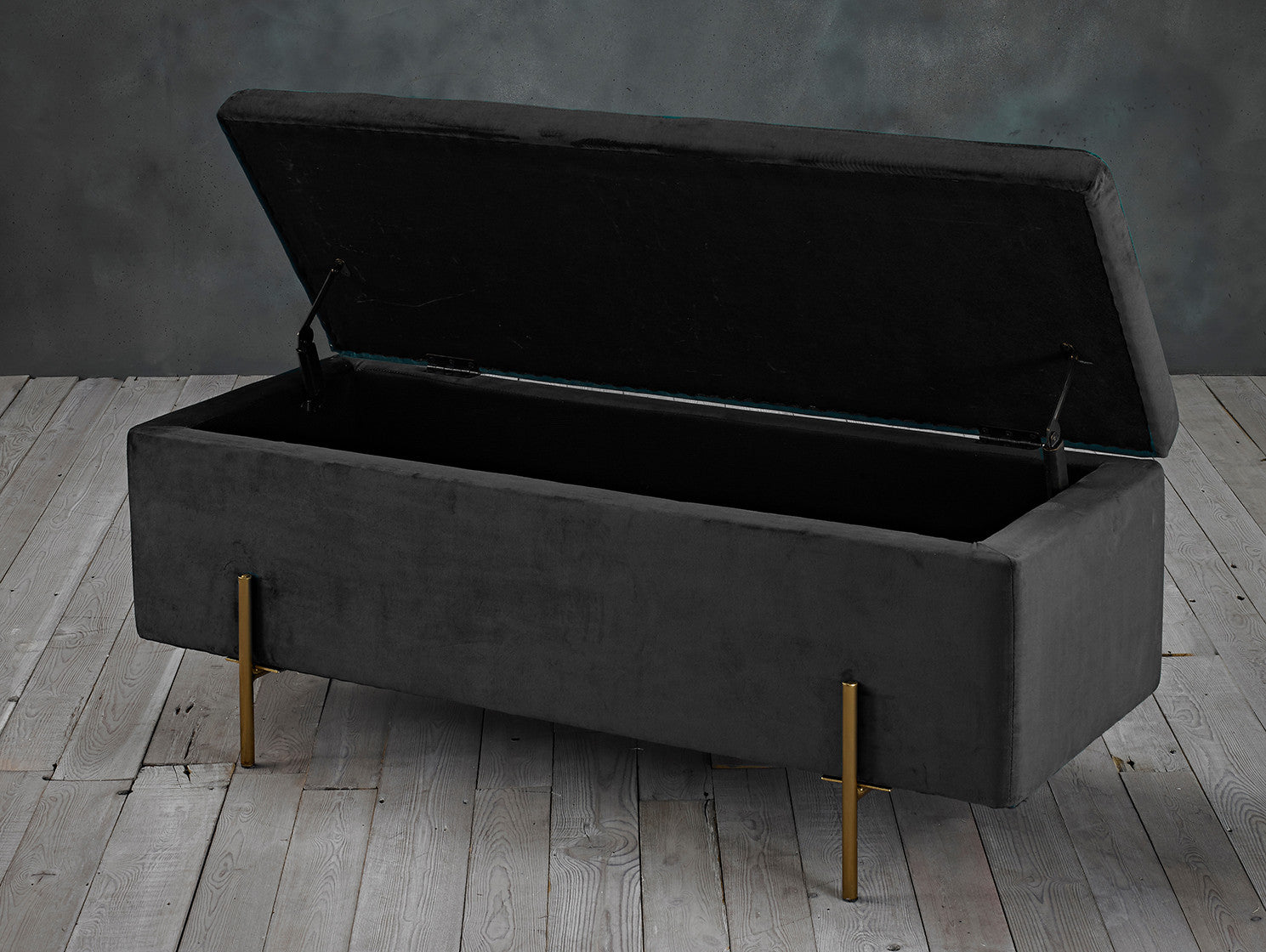 Lola Velvet Ottoman Storage Blanket Box (Grey)