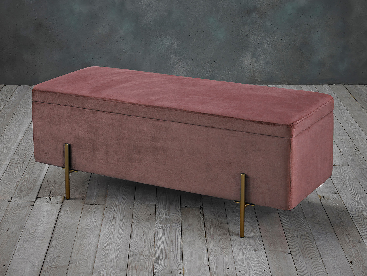 Lola Velvet Ottoman Storage Blanket Box (Pink)