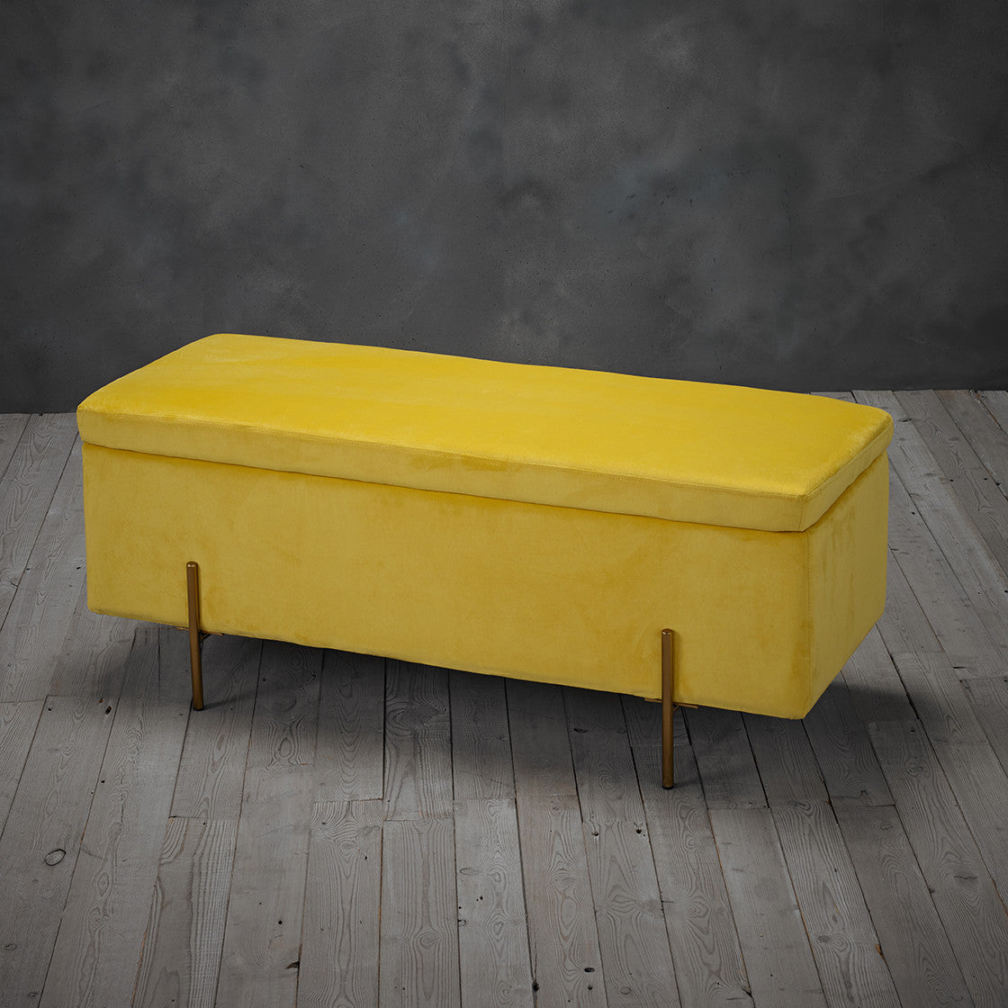 Lola Velvet Ottoman Storage Blanket Box (Mustard)