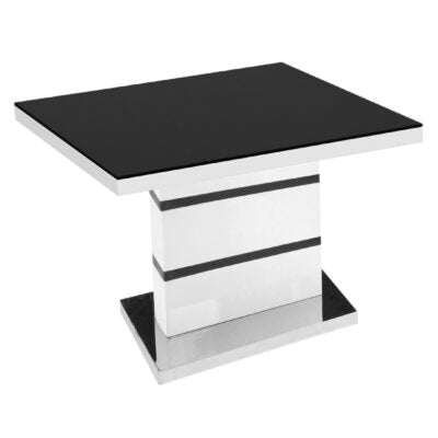 Aldridge High Gloss Lamp Table White with Black Glass Top