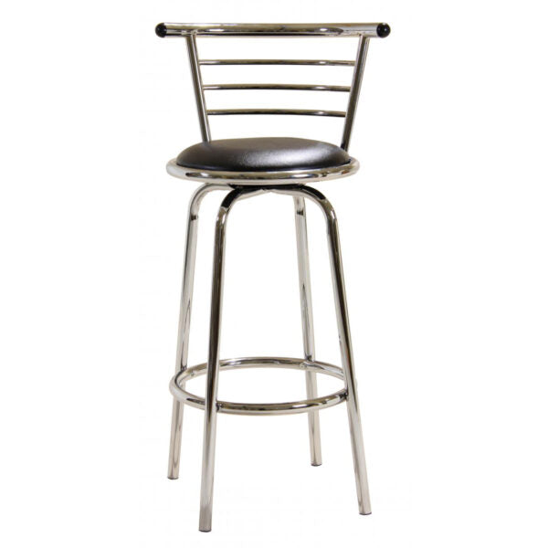 Bar Stool Chrome Swivel Wide Back