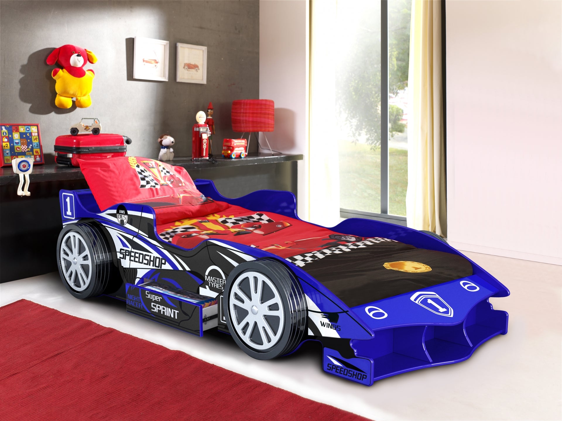 Blue Speed Racer Car Novelty Bed