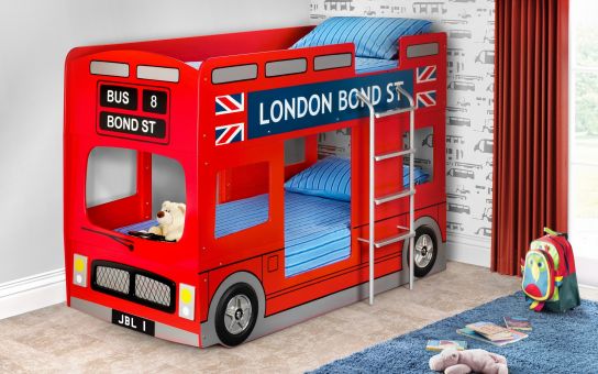 London Bus Wooden Kids Theme Bunk (Red)